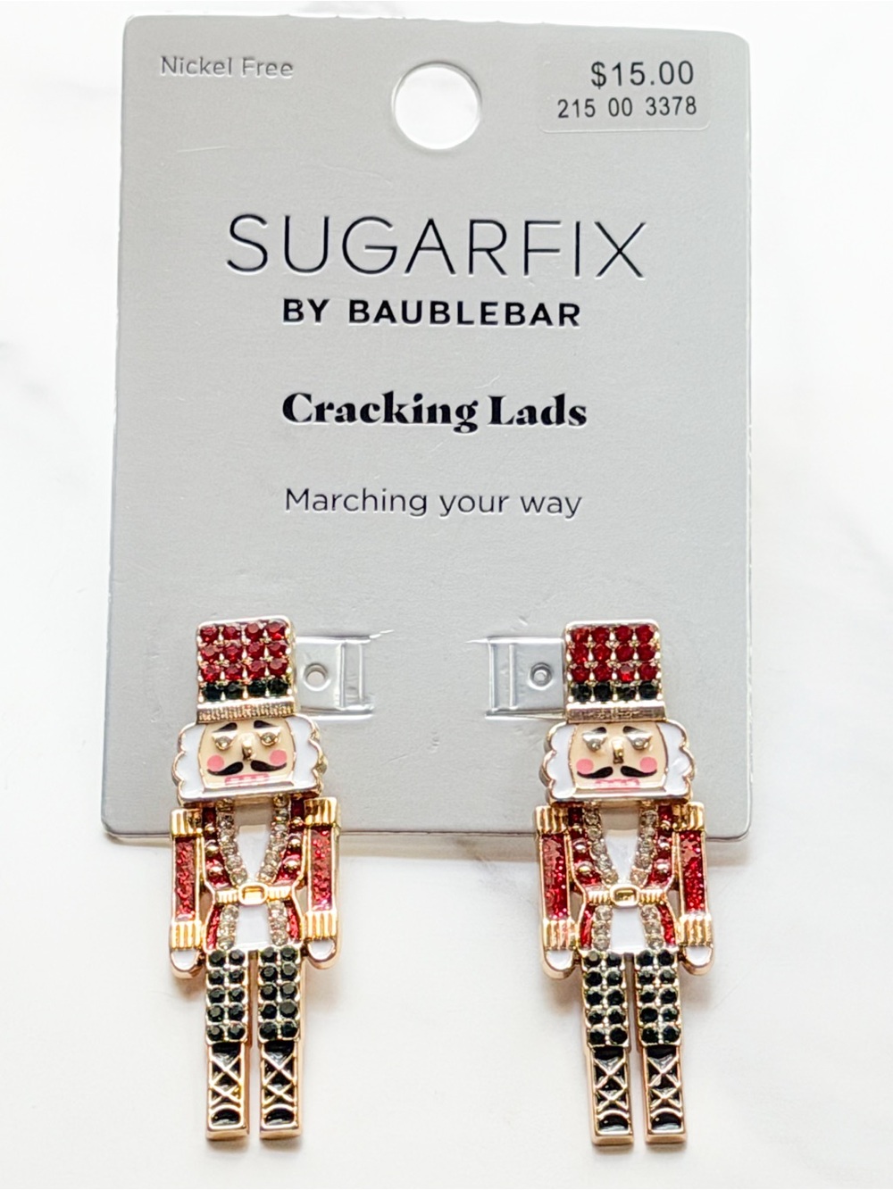 SUGARFIX by BaubleBar Nutcracker Earrings Cracking Lads Red Green Christmas NWT